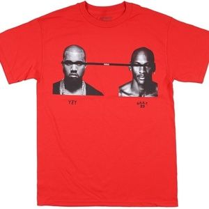 Men's YZY vs G.O.A.T.‎ 23 Graphic Print Crewneck Red Tees Shirt Size Large